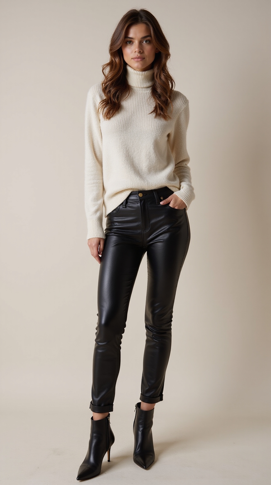 leather pants cashmere turtleneck