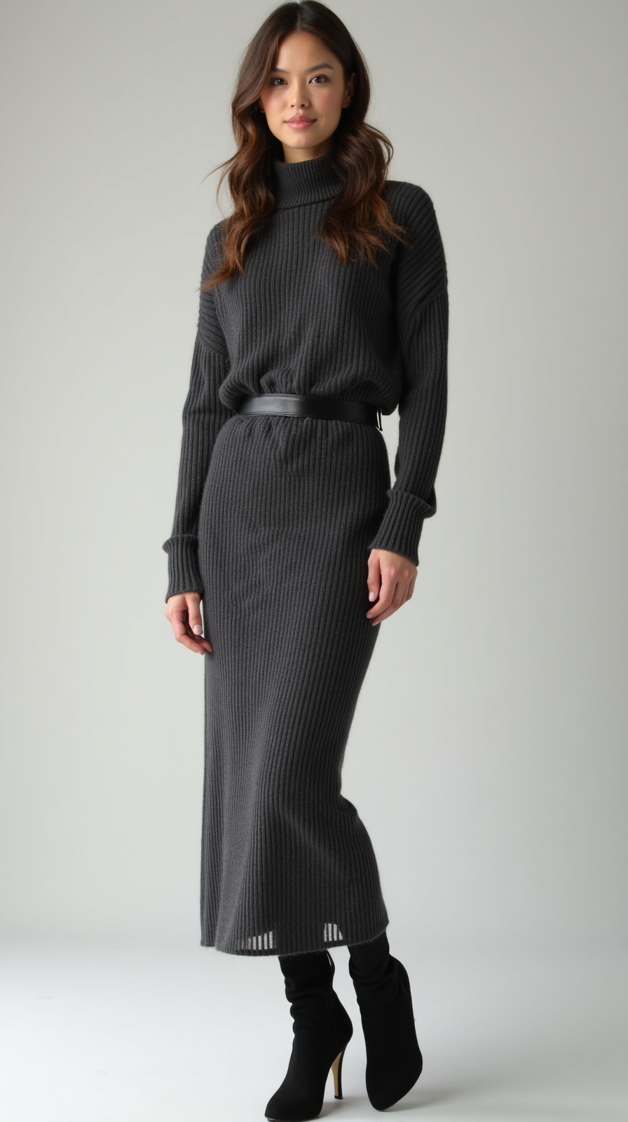 longline belted sweater dress