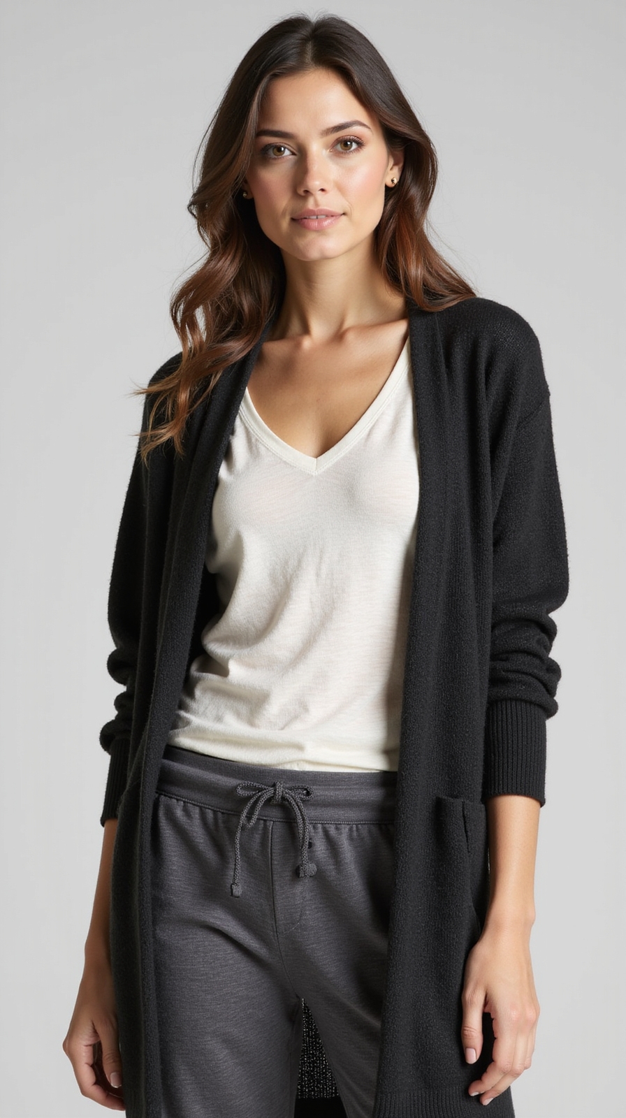 longline cardigan layered tee