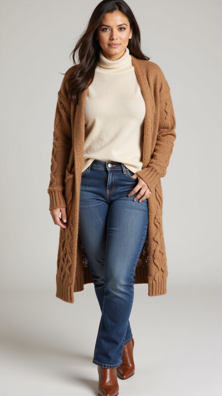 longline cardigan with bootcut