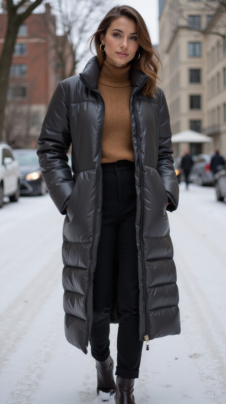 longline puffer sleek joggers