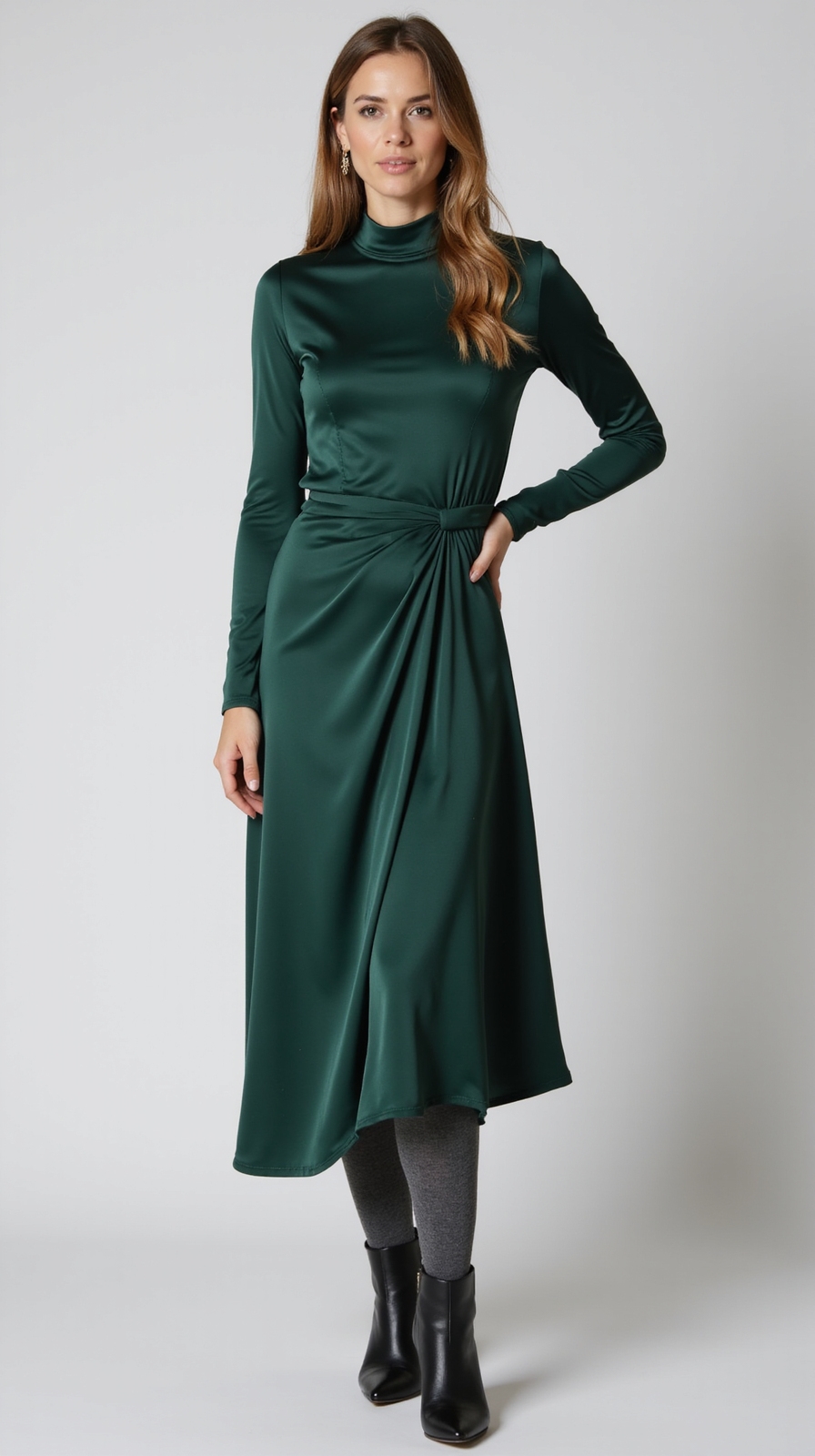 midi dress tights boots
