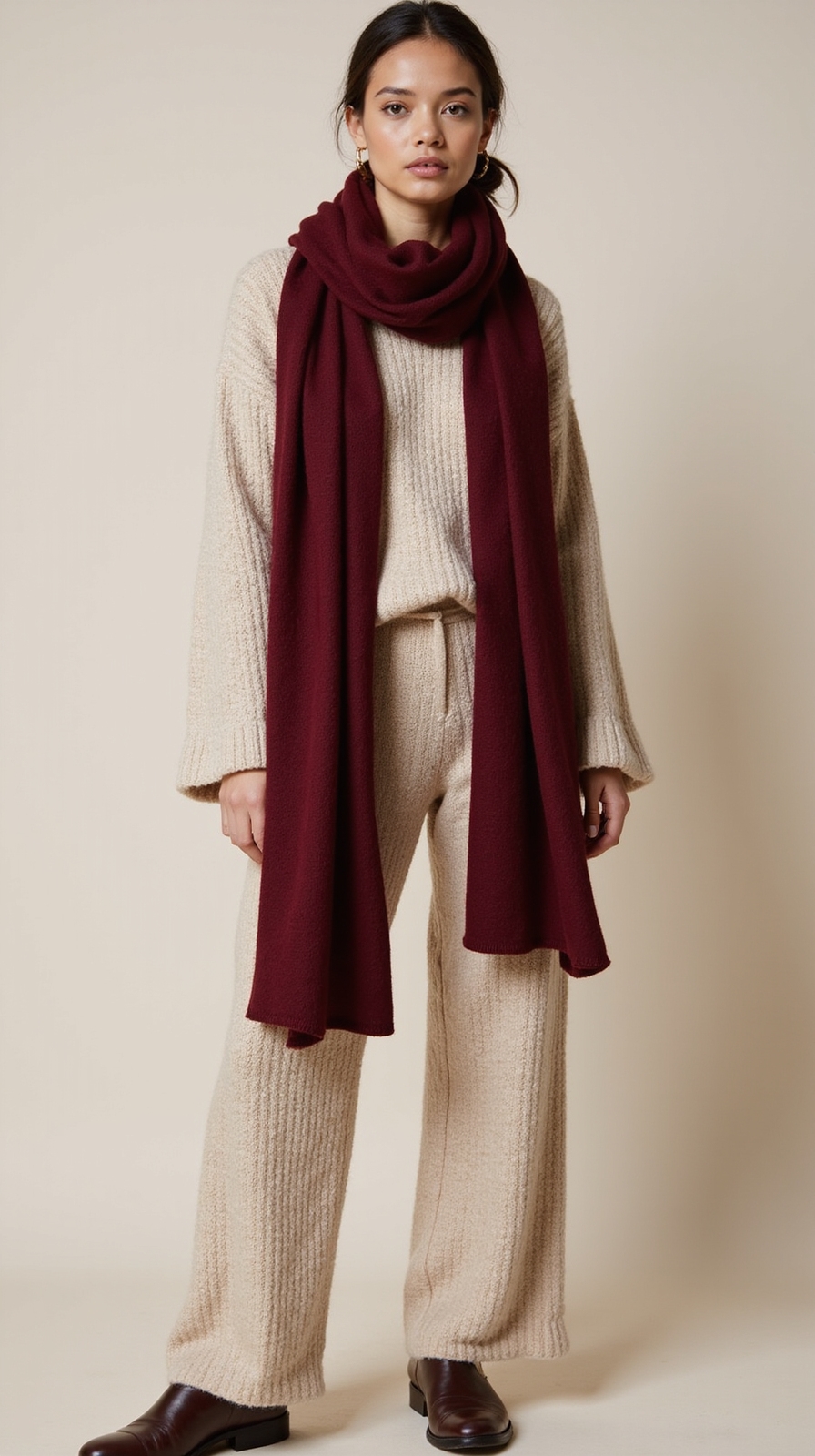monochrome knit with scarf