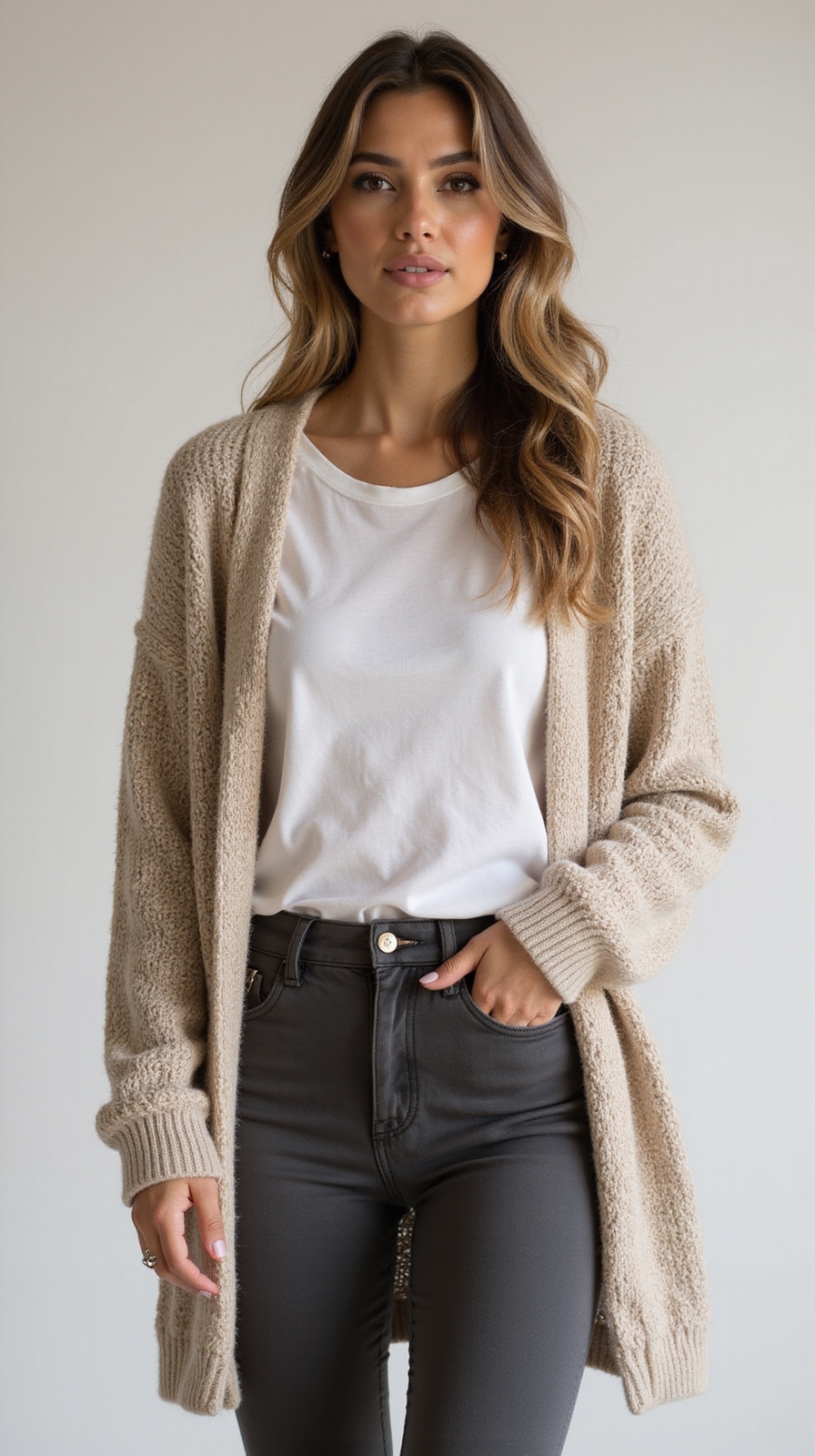 oversized cardigan with leggings
