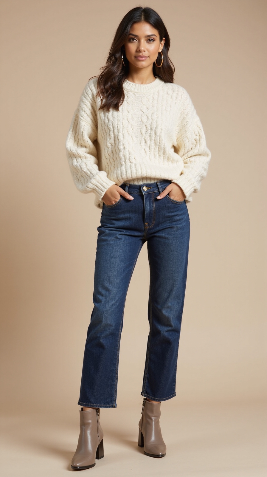 oversized sweater straight leg jeans