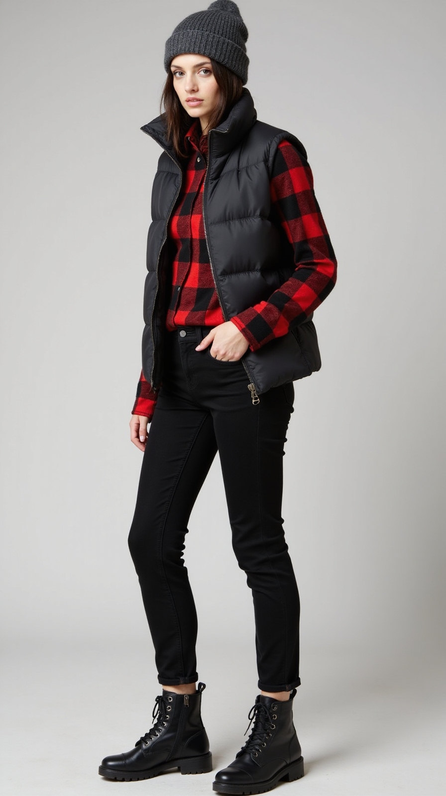 padded vest with flannel