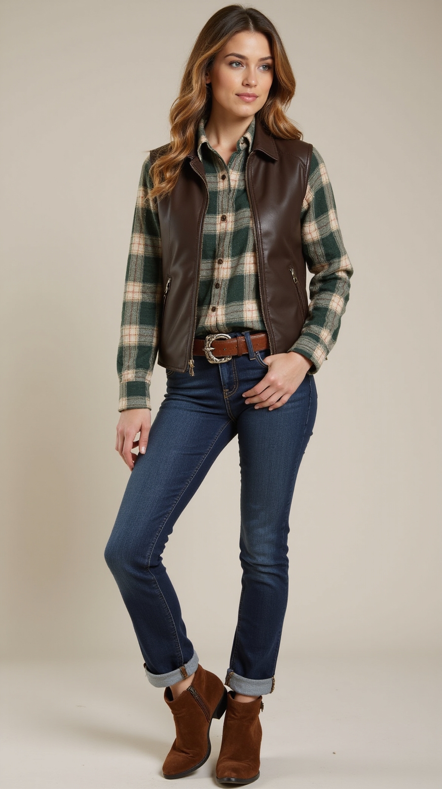plaid wool under vest