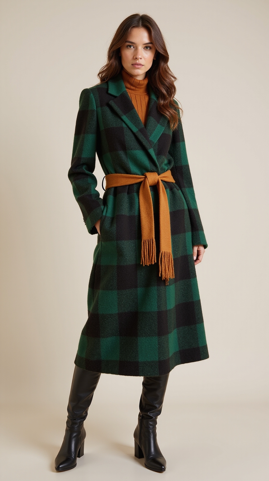 plaid wrap with boots