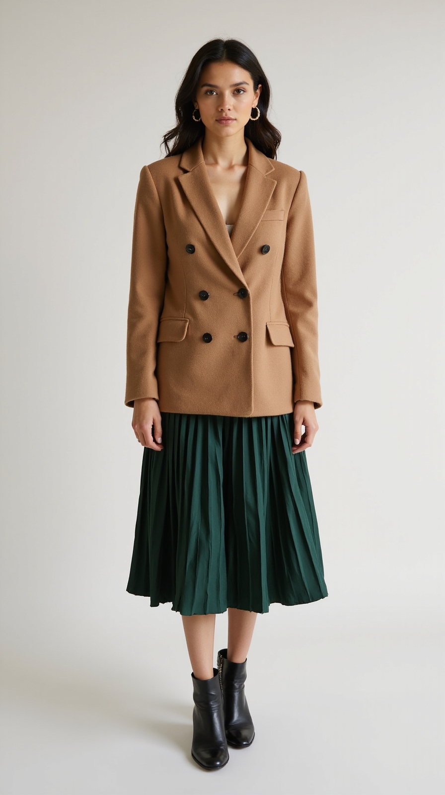 pleated midi with blazer