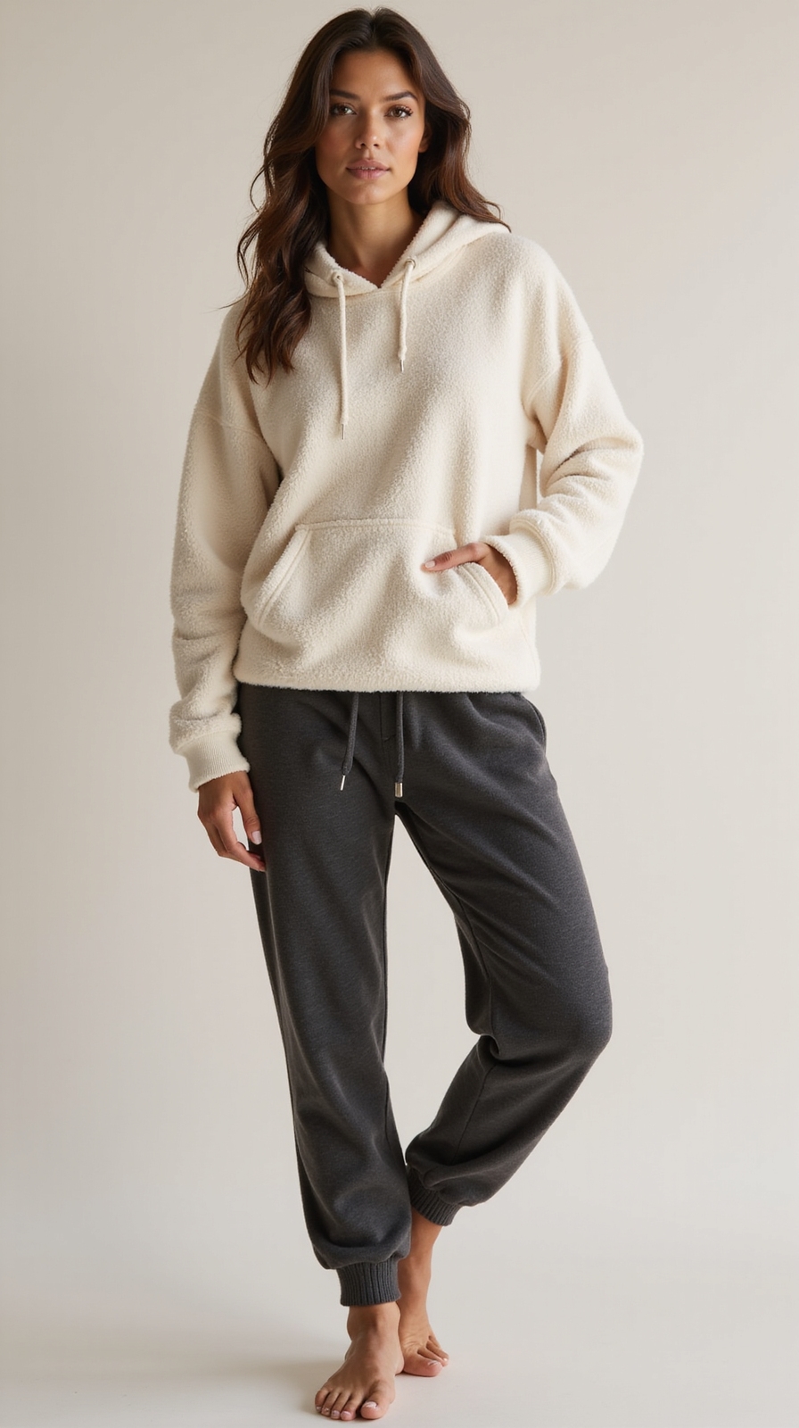 plush hoodie with fleece joggers