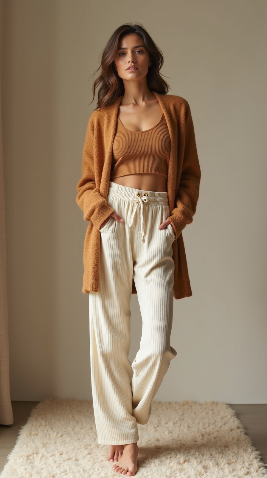 plush ribbed loungewear joggers