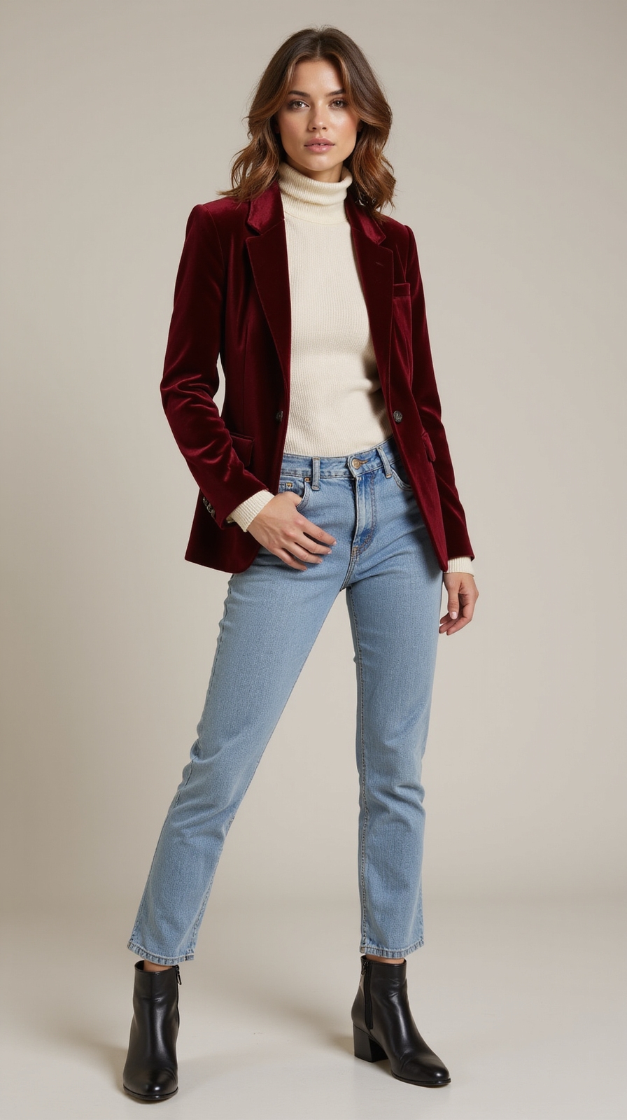 plush velvet blazer with jeans