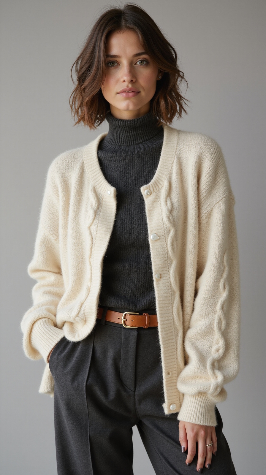 polished breathable midweight buttoned cardigan
