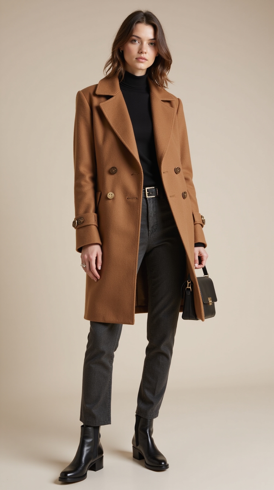 polished double breasted coat ensemble