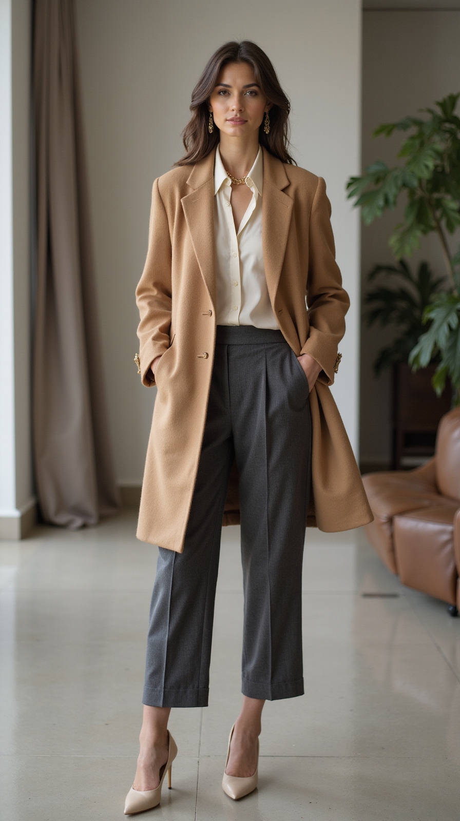 polished tailored coat for office