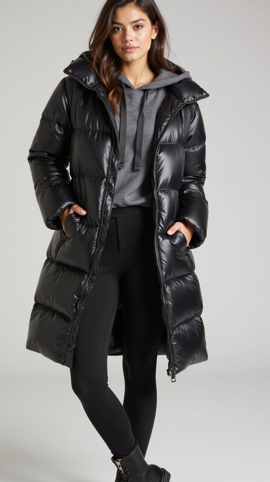 puffer over hoodie leggings