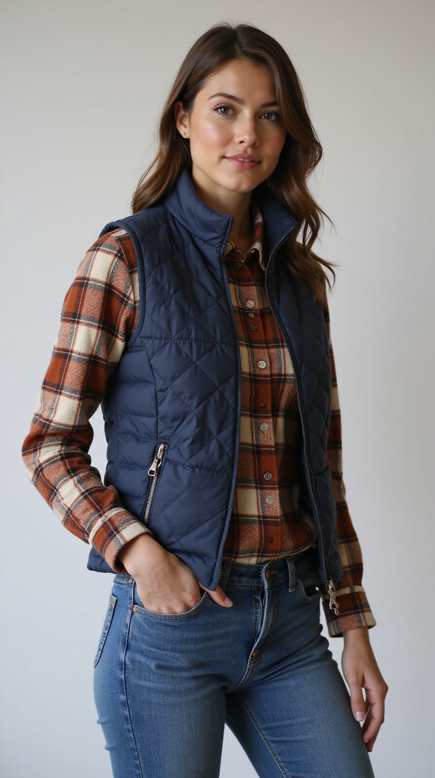 quilted vest layered casual elegance