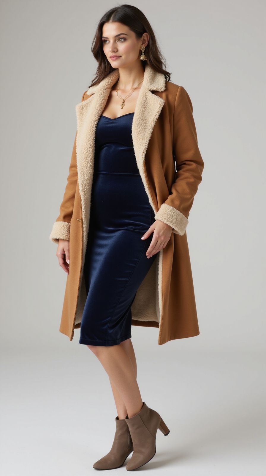 shearling coat over bodycon