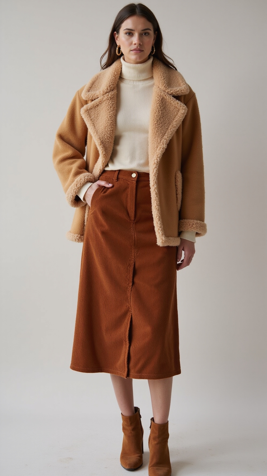 shearling jacket with corduroy