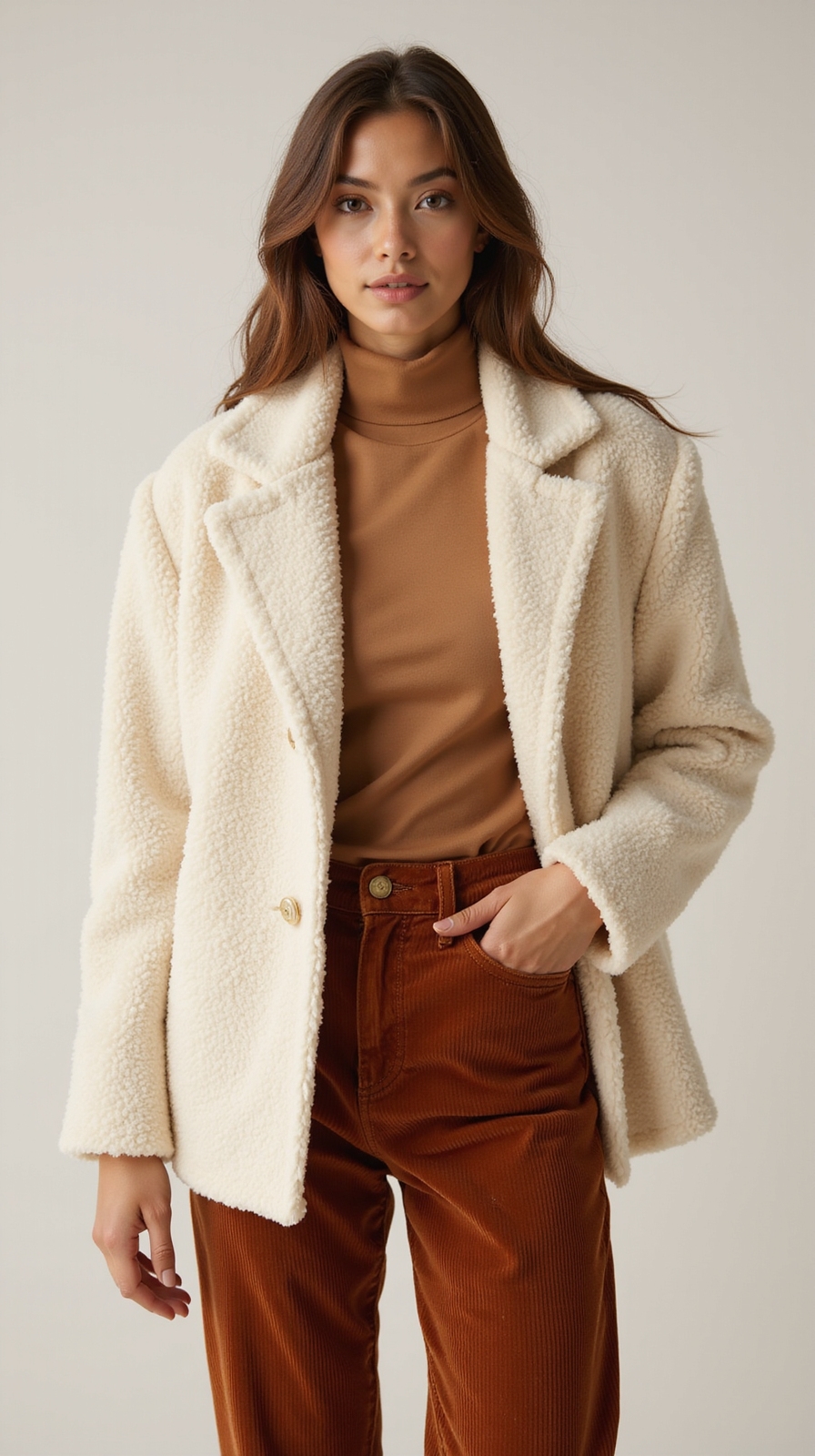sherpa jacket with corduroy