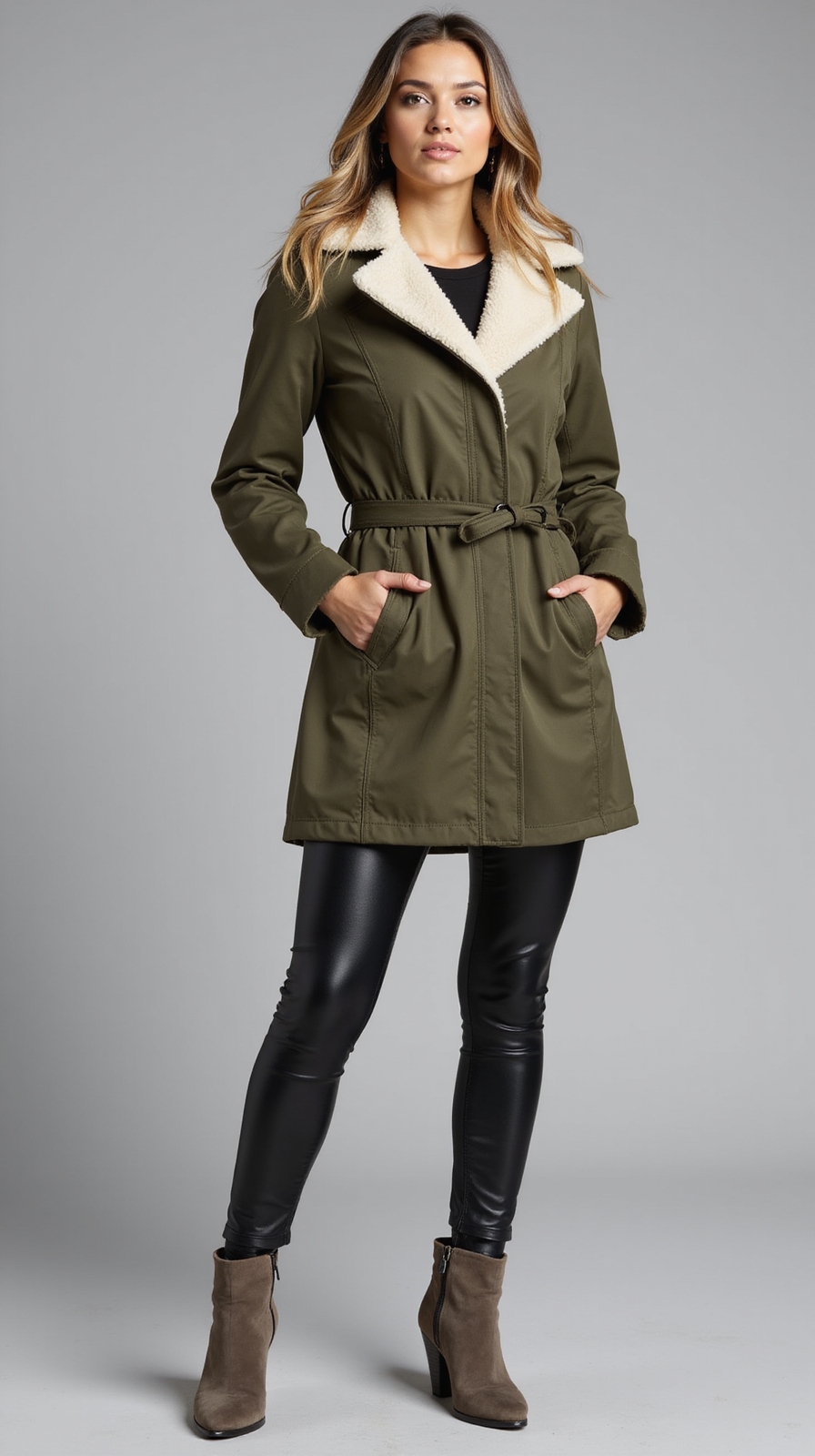 sherpa lined fitted parka style