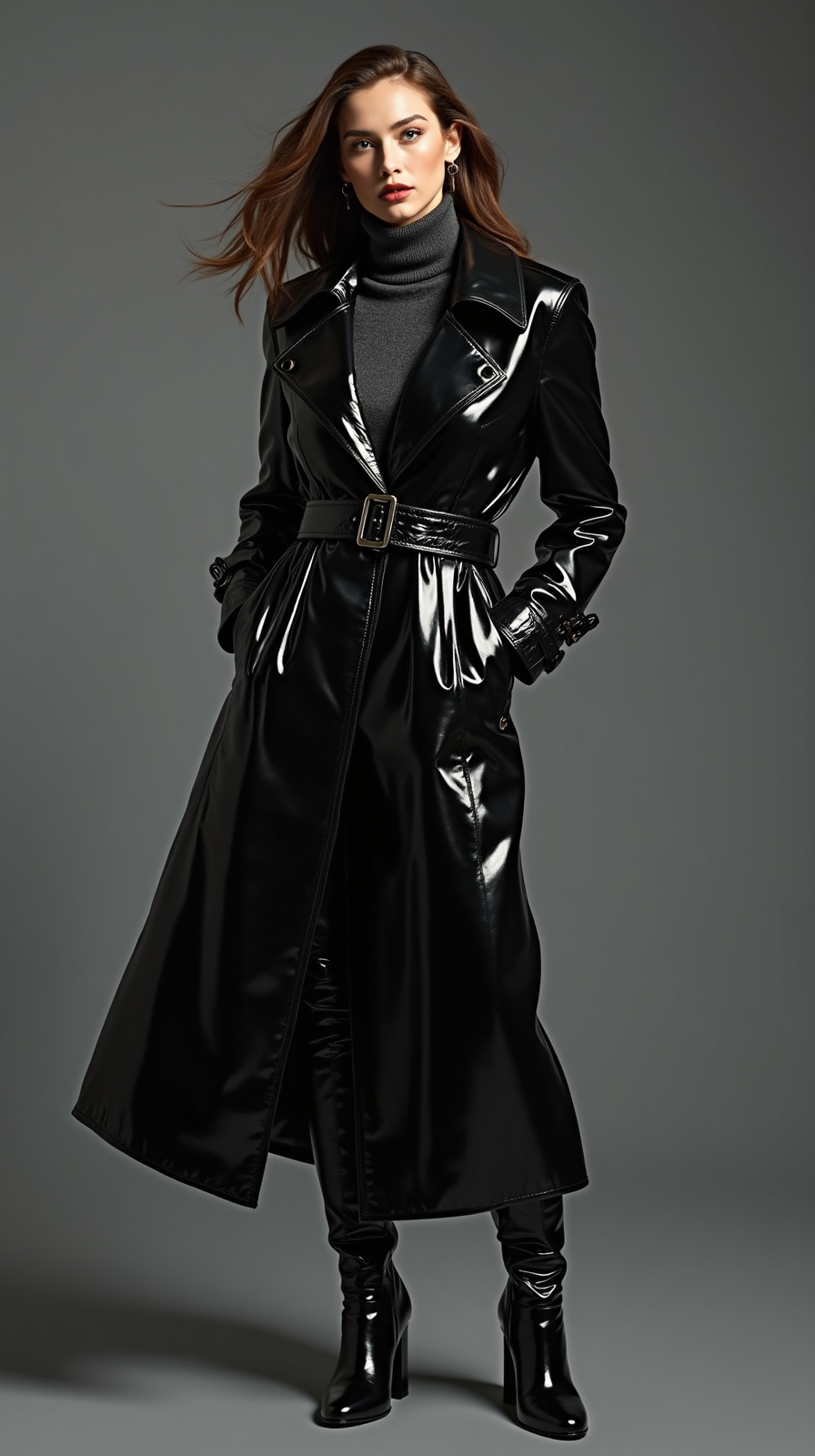 shiny pvc lacquered winterwear