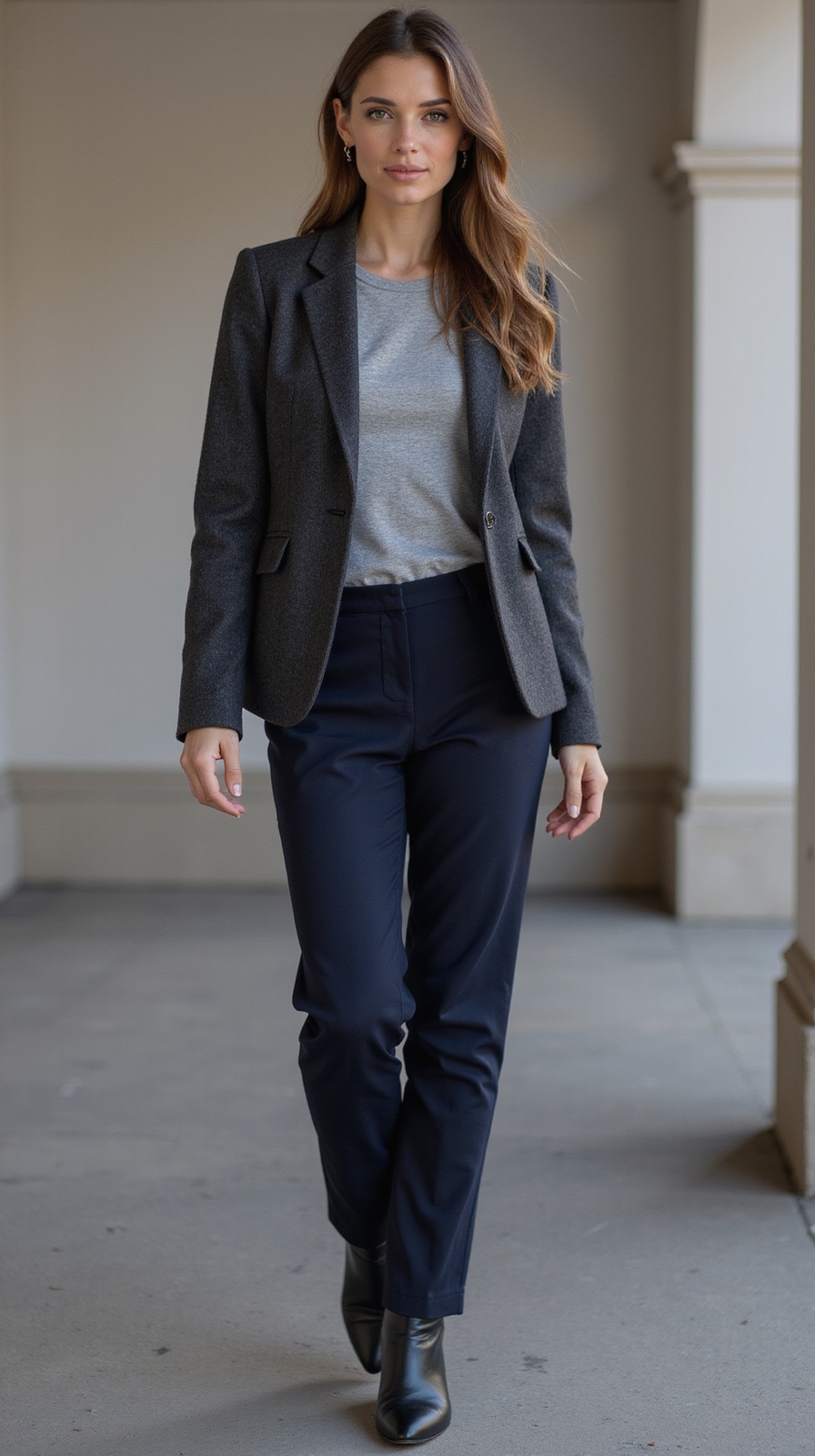 sleek blazer over cashmere tee