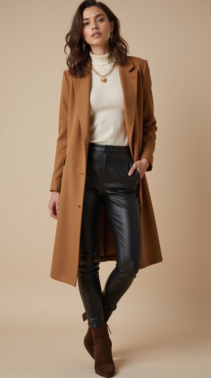 sleek leather and wool date night