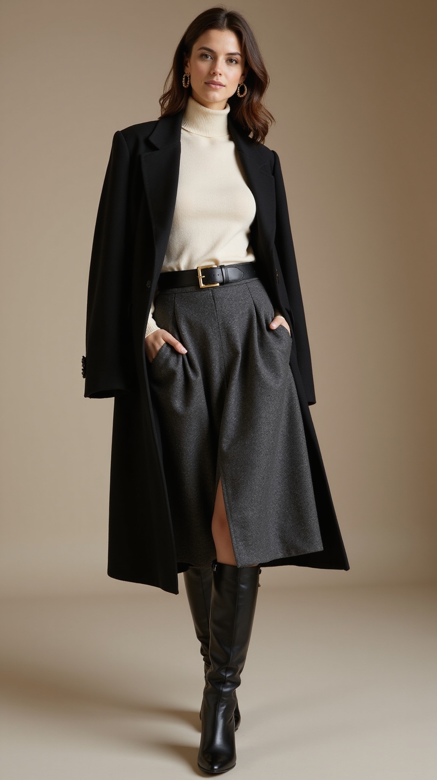 sleek midi skirt boots