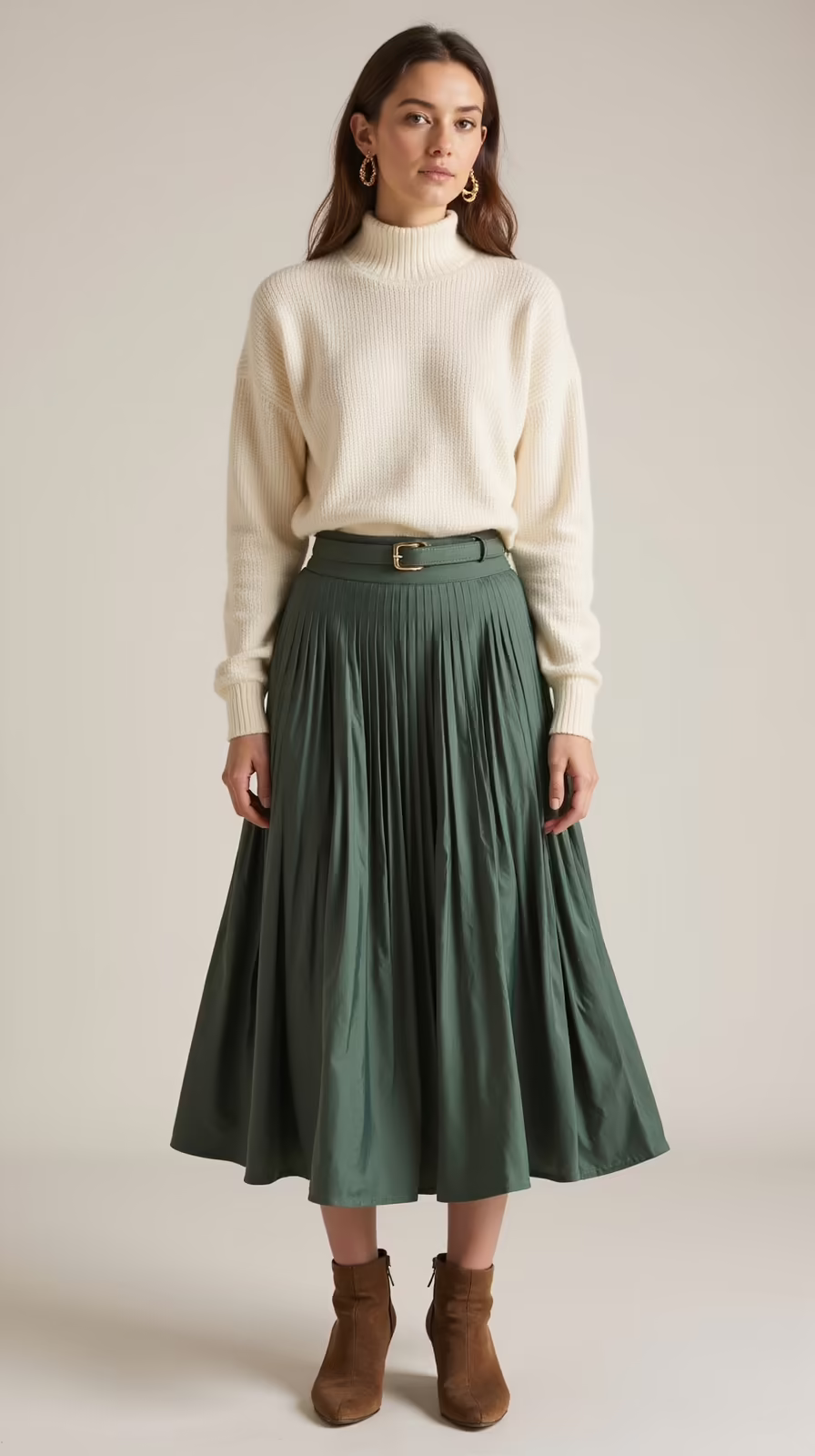slim cashmere sweater pleated midi