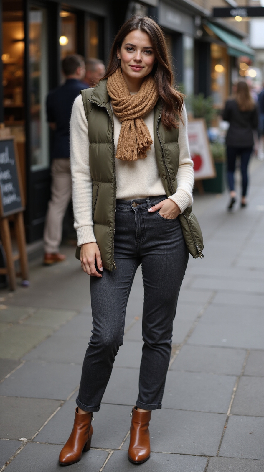 slim puffer chunky wool scarf