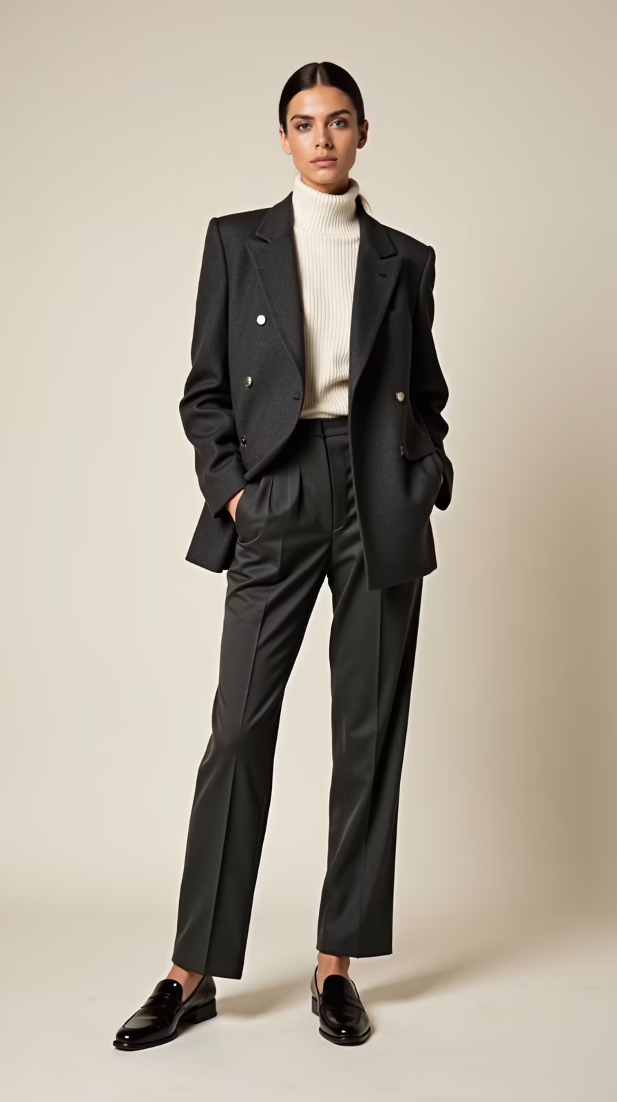 slim turtleneck tailored trousers