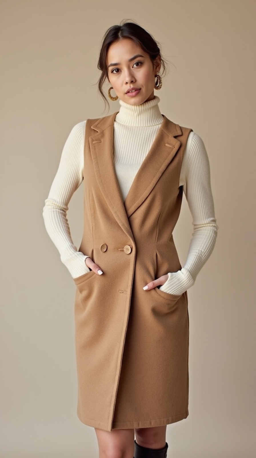 slim turtleneck under shift