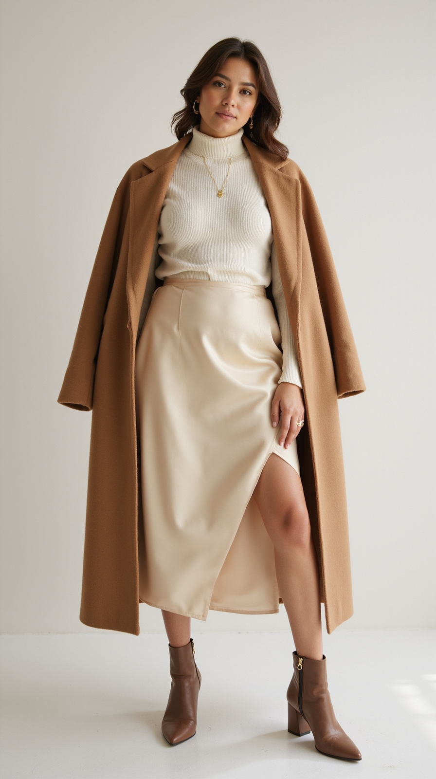 slim turtleneck with slip skirt