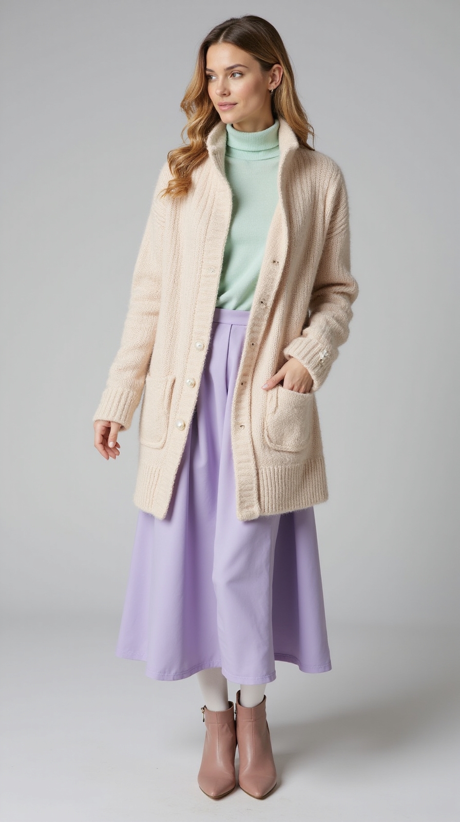soft knit cardigan with midi
