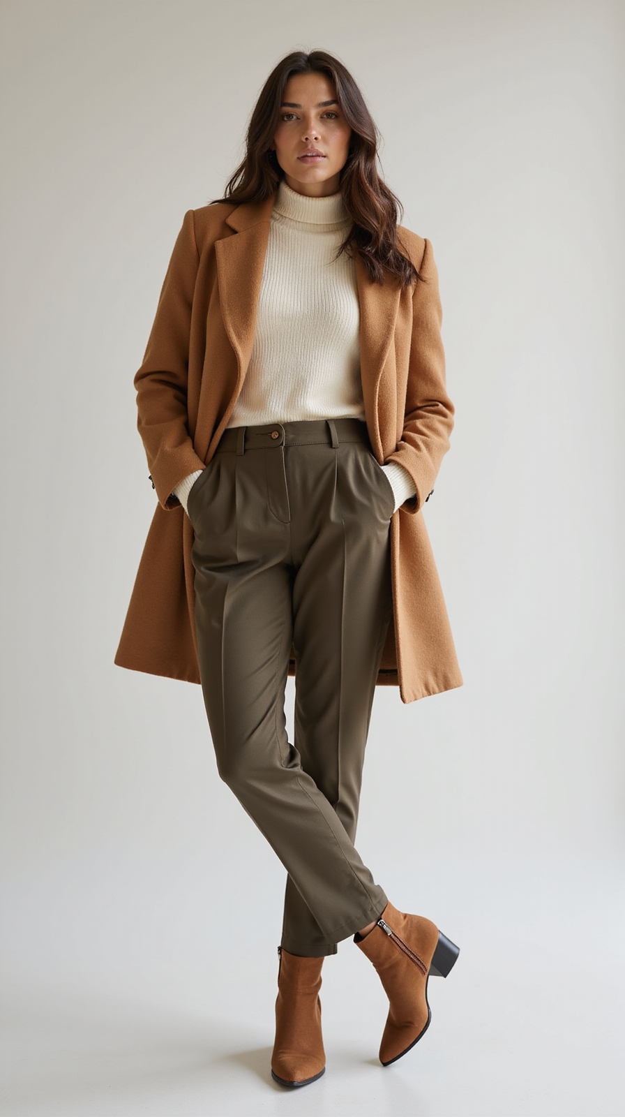 soft turtleneck tailored coat silhouette