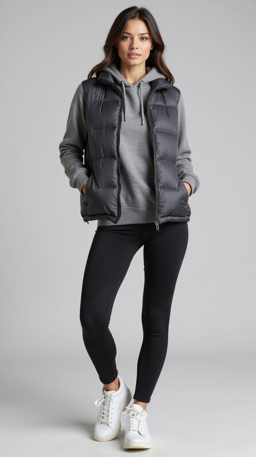streamlined hoodie quilted vest