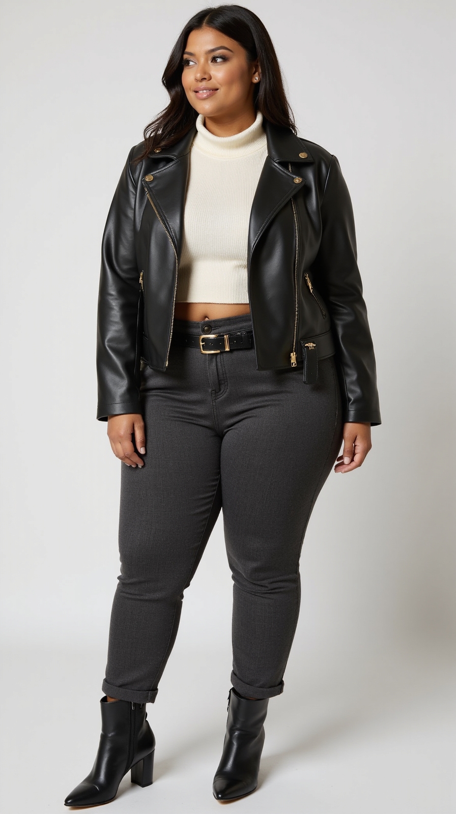 streamlined layered faux leather look