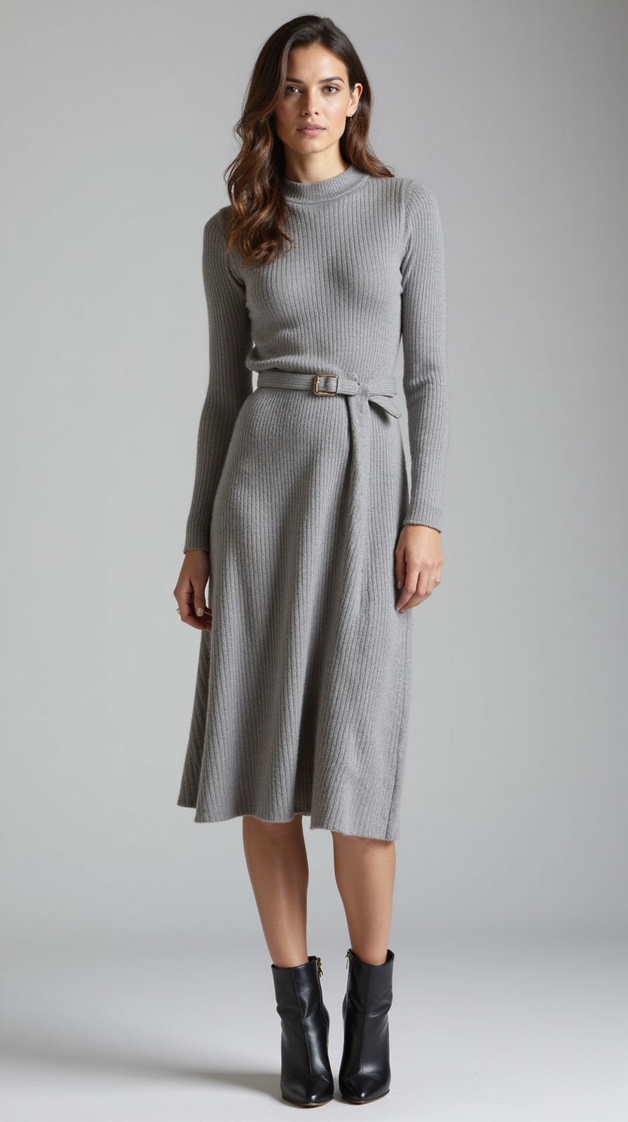 streamlined neutral knit dress