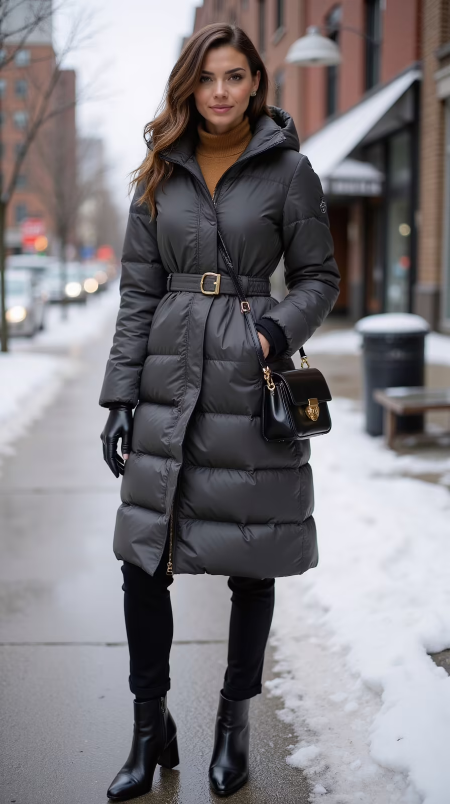 streamlined waterproof cropped puffer