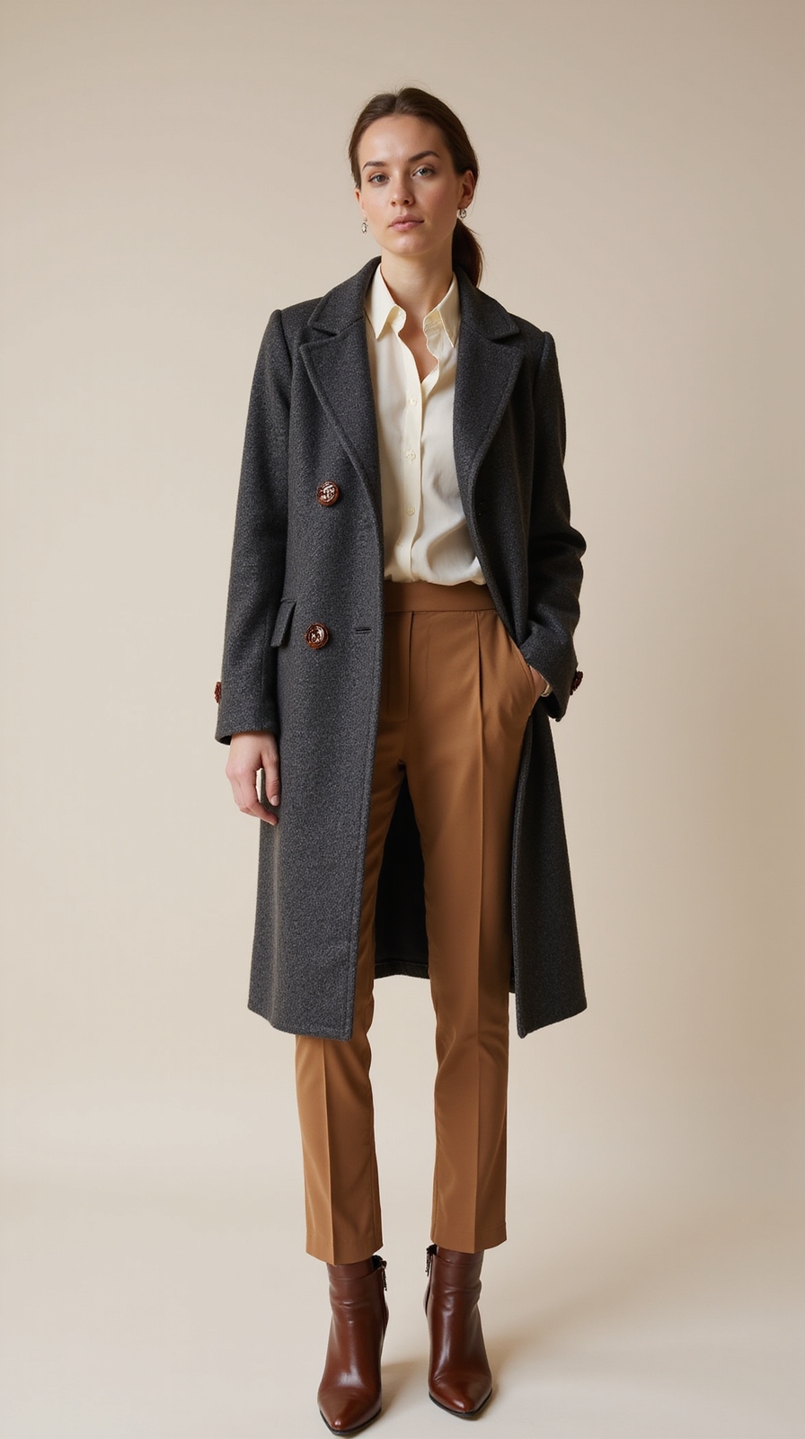 structured neutral tailored coat