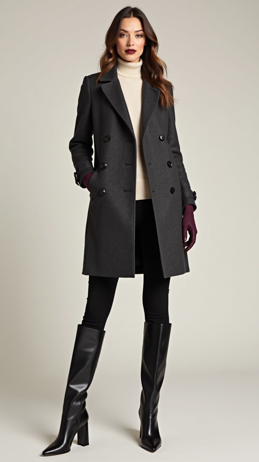 structured peacoat with boots