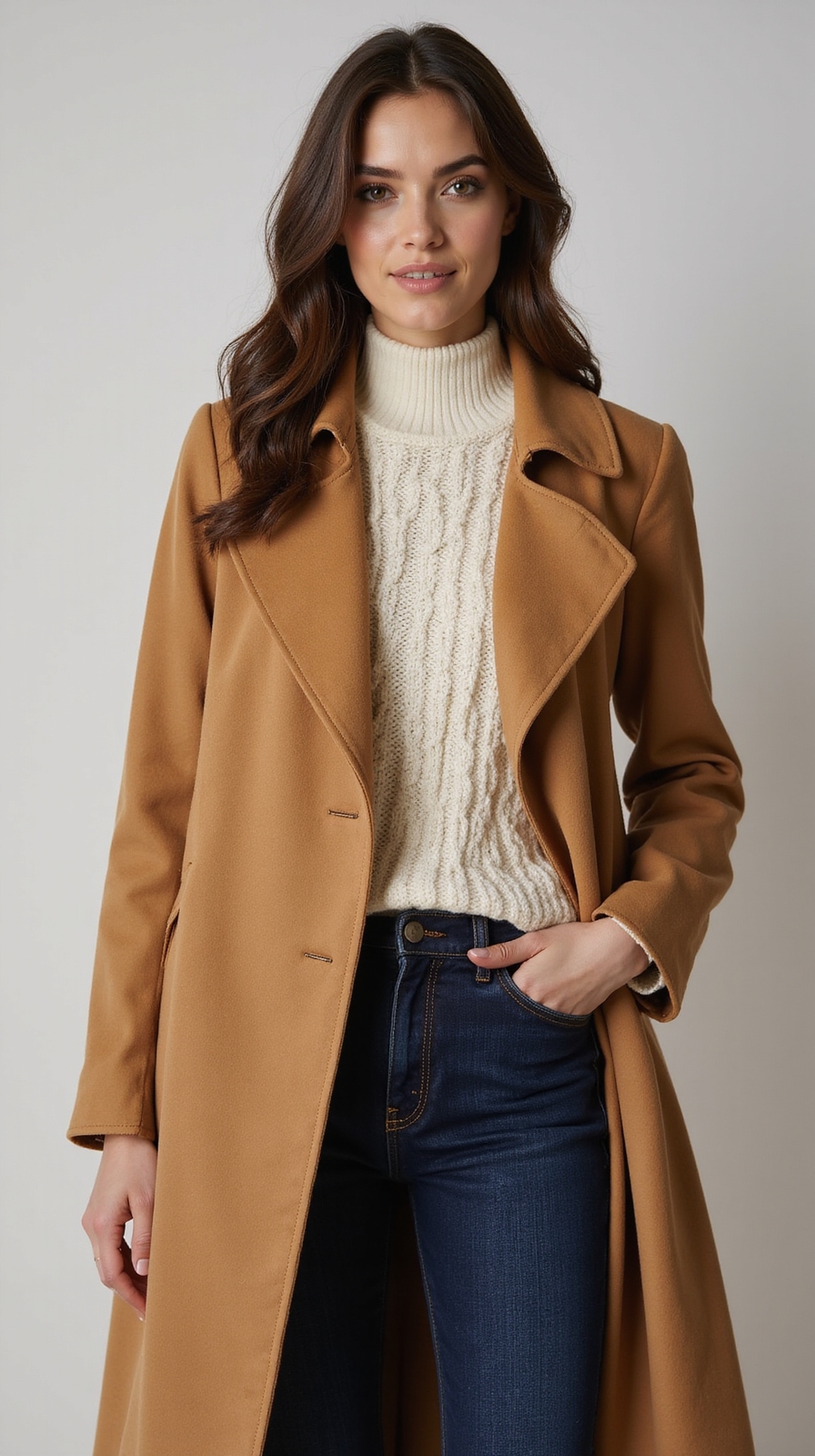 suede trench knit turtleneck