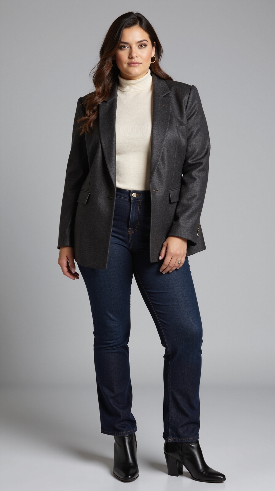 tailored blazer high waist jeans