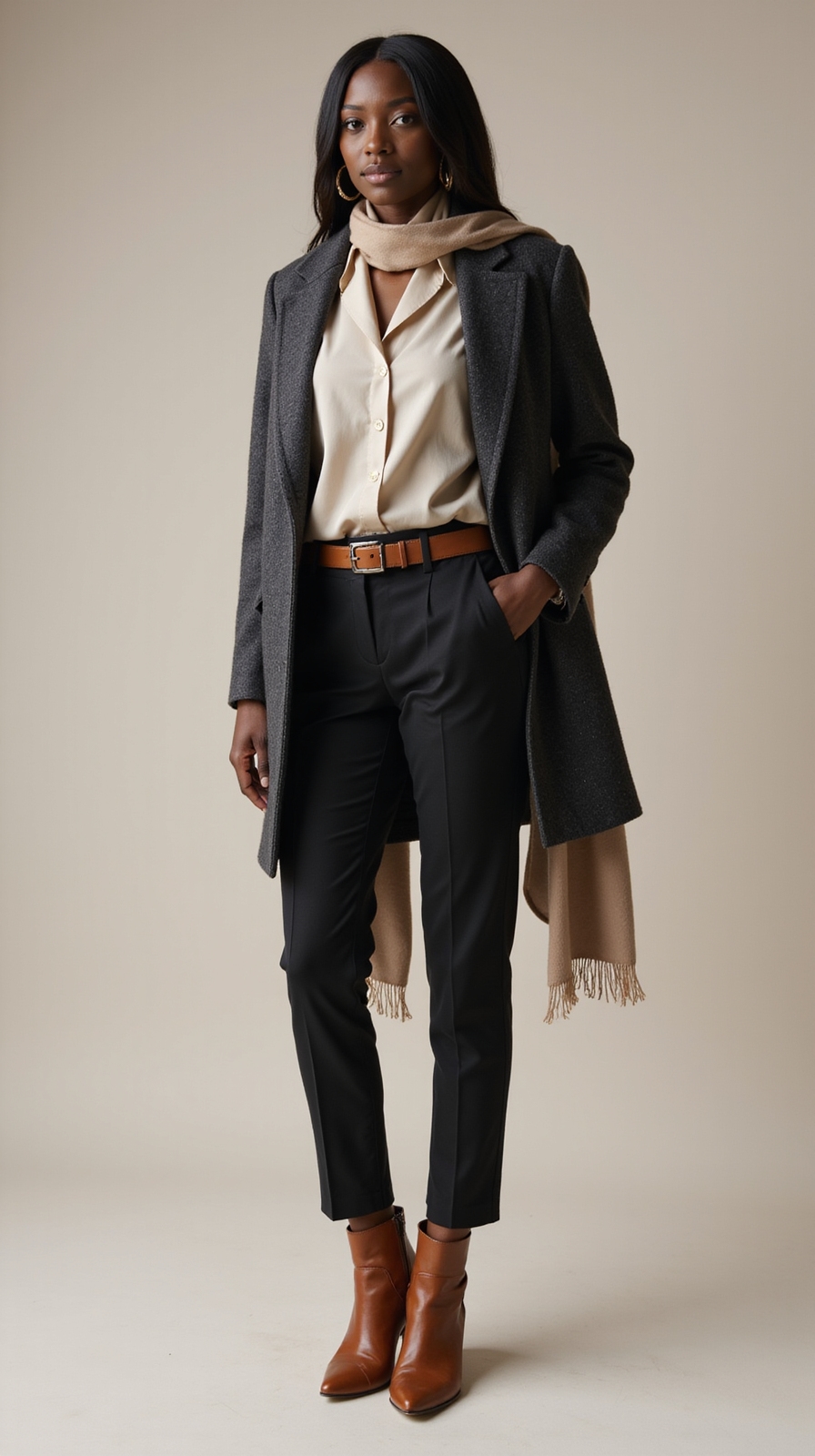 tailored blazer tapered trousers boots