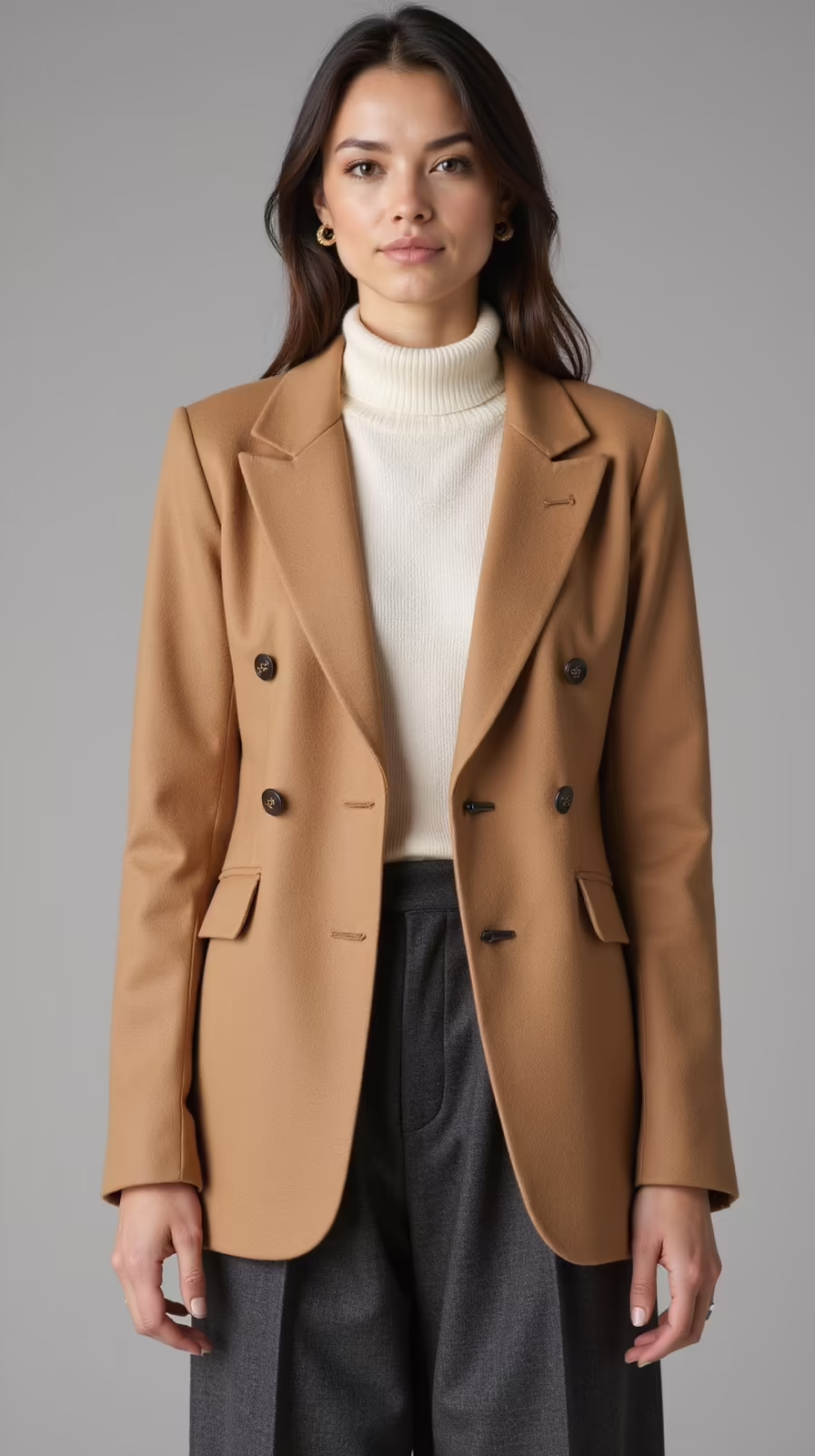 tailored blazer turtleneck trousers