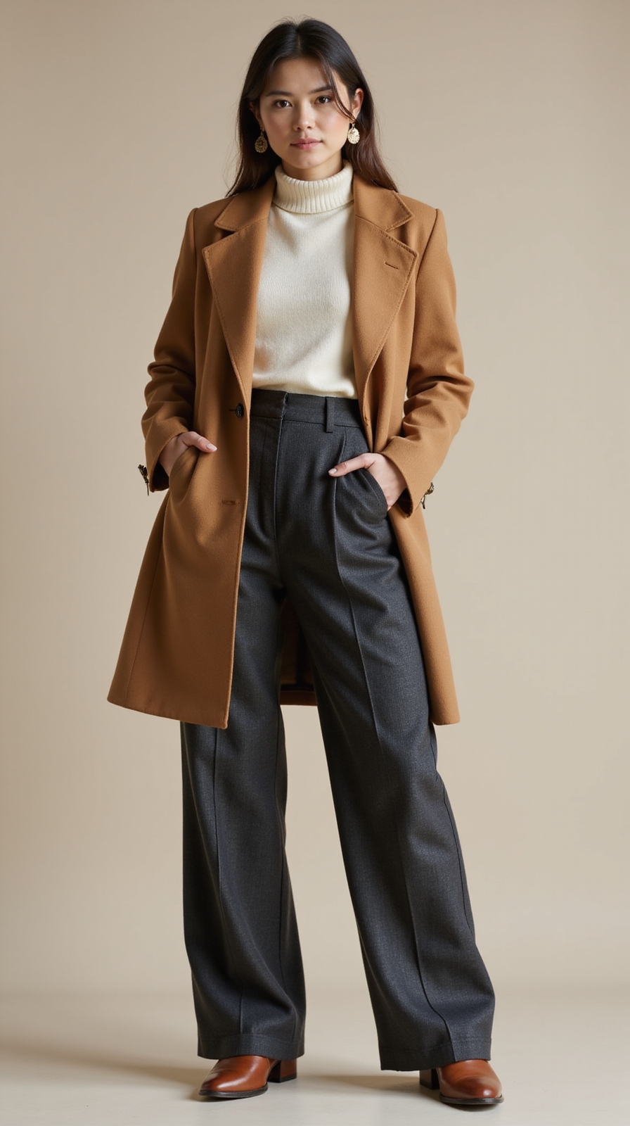 tailored coat wide trousers