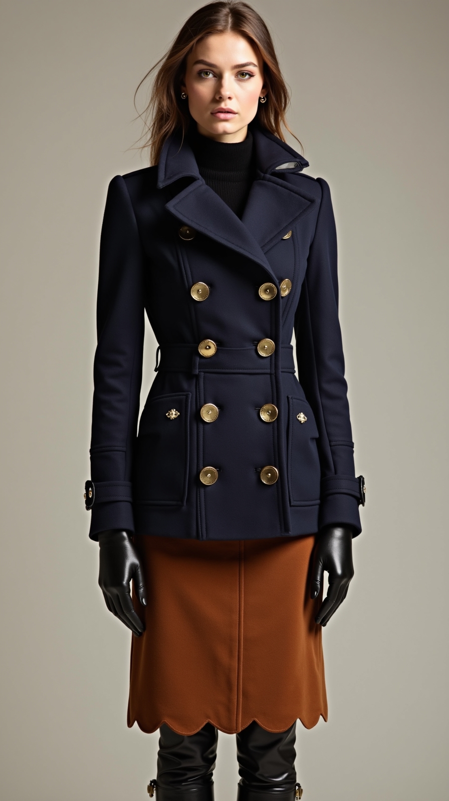 tailored peacoat scalloped suede