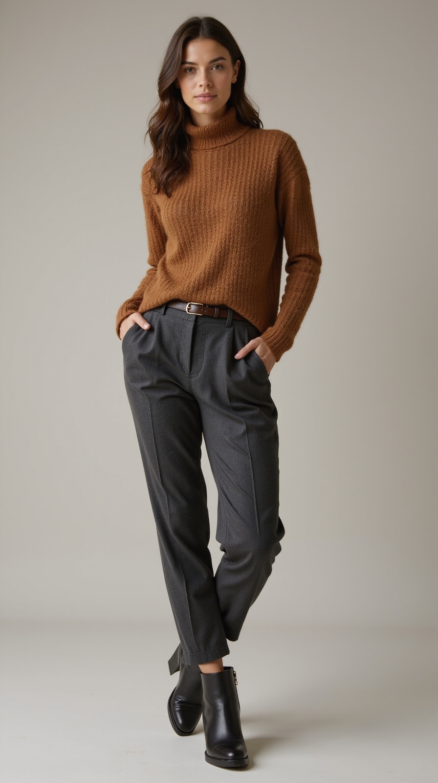 tailored trousers with knitwear