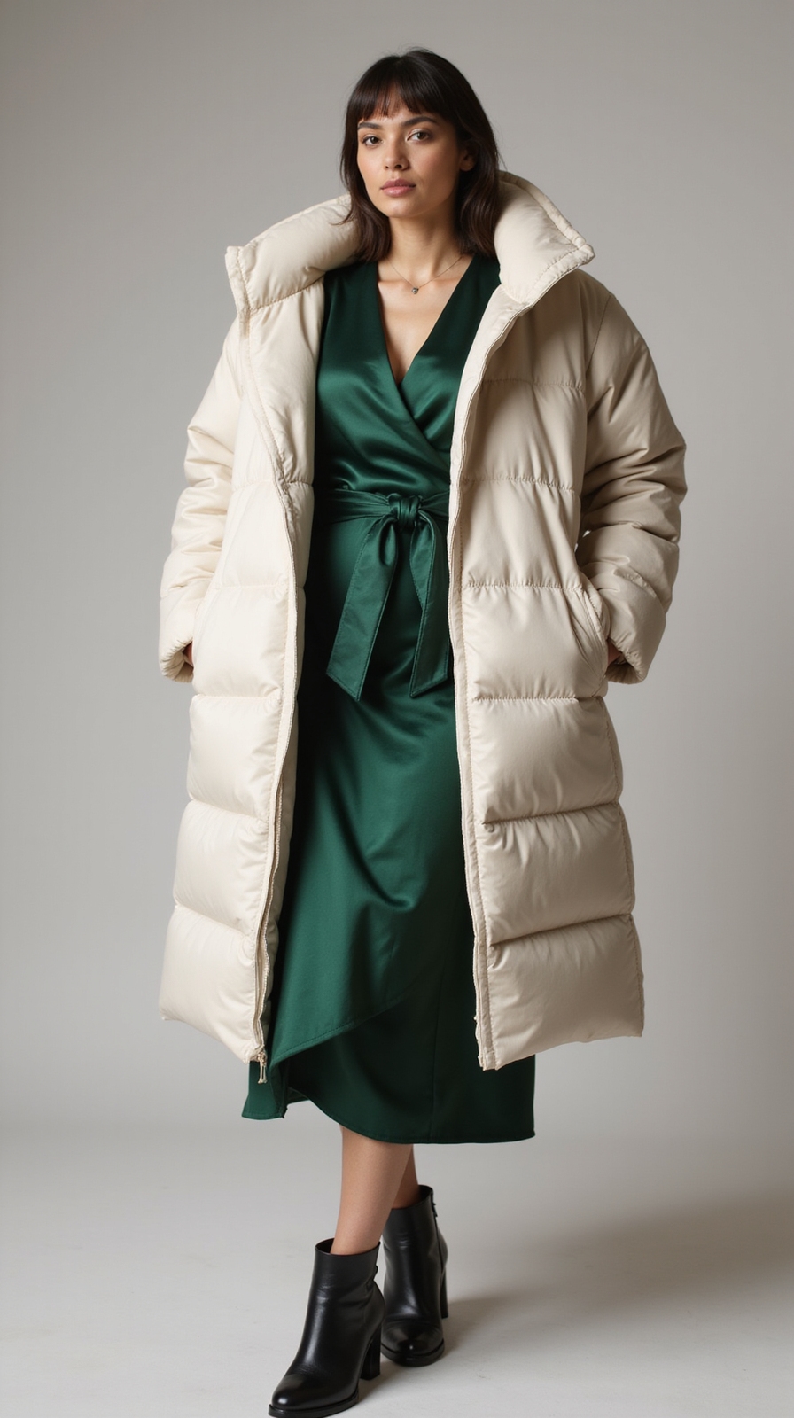 tailored wrap with puffer
